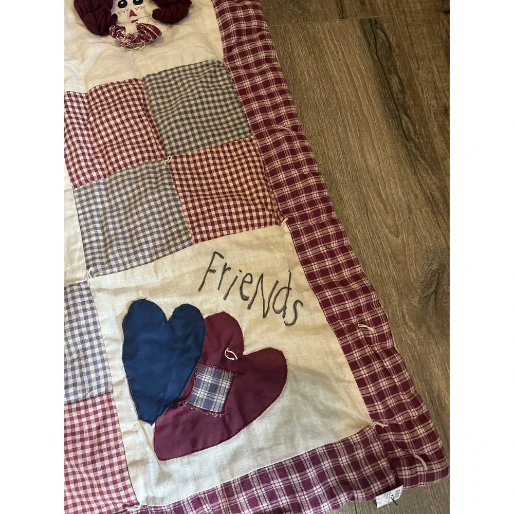Patchwork‎ Quilt Blanket Friends Rag Doll Folk Art Rustic Decor